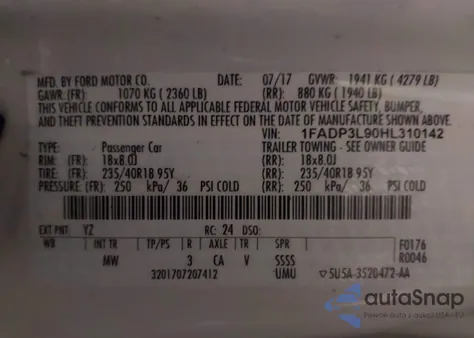 2017 Ford Focus St z USA, uszkodzony, nr VIN 1FADP3L90HL310142